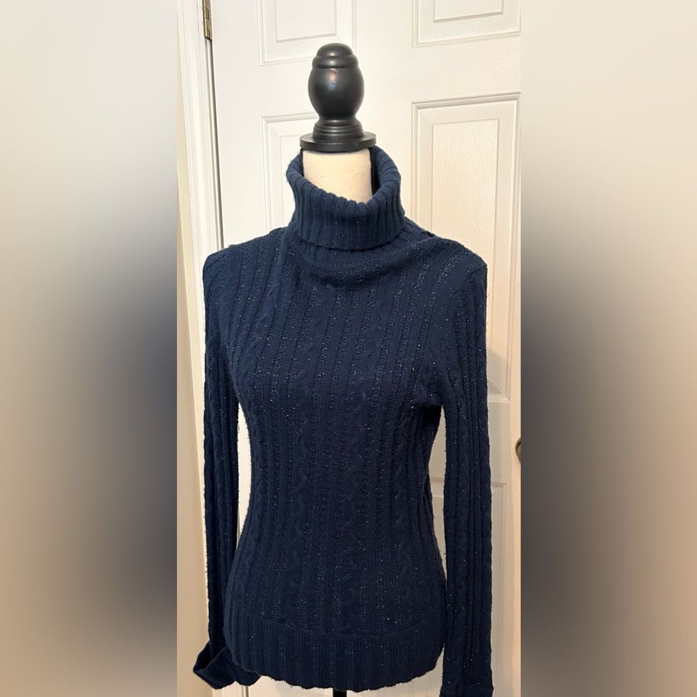 Express, Large, Blue, cable kit turtleneck sweater